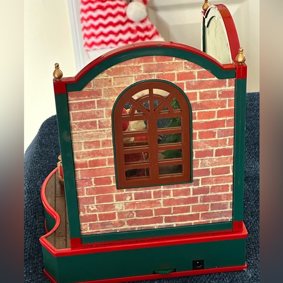 Cute Santa scene. Santa rocks and an elf looks at a box of toys. Missing cord. - Picture 6 of 12